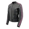 Milwaukee Leather women's black and purple crinkled arm lightweight racer jacket, stylish and fitted for women.