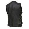 Milwaukee Leather women's club-style SWAT rider leather vest with single panel back, designed for club patches, black leather.