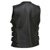 Milwaukee Leather women's club-style SWAT rider vest with single panel back for club patches, made of durable leather.