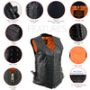 Milwaukee Leather women's black leather motorcycle vest with V-neck, riveted details, and side lace adjustments.