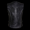 Milwaukee Leather MLL4505 Women's Black Leather Side Lace Motorcycle Rider Vest- Reflective and Studded Black Wings