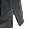 Black leather women’s motorcycle vest with "Lashes" design, concealed dual closure, from Milwaukee Leather, styled for club riding.