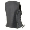 Milwaukee Leather Women's black leather vest with front zipper closure, stylish sleeveless design, and fitted silhouette.