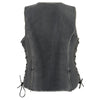 Milwaukee Leather Women's black leather vest with front zipper closure, stylish sleeveless design, and fitted silhouette.
