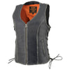 Milwaukee Leather Women's black leather vest with front zipper closure, fitted style, and sleeveless design.