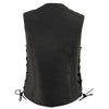 Milwaukee Leather MLL4546 Women's Black Naked Leather Lightweight 4-Snap V-Neck Side Lace Motorcycle Rider Vest