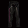 Milwaukee Leather Chaps for Women Black Naked Skin Fuchsia Crinkled Stripes Reflective Trim Motorcycle Chap MLL6500