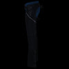 Black Milwaukee Leather women's motorcycle chaps made of lightweight goat skin with crinkled stripes and reflective details.