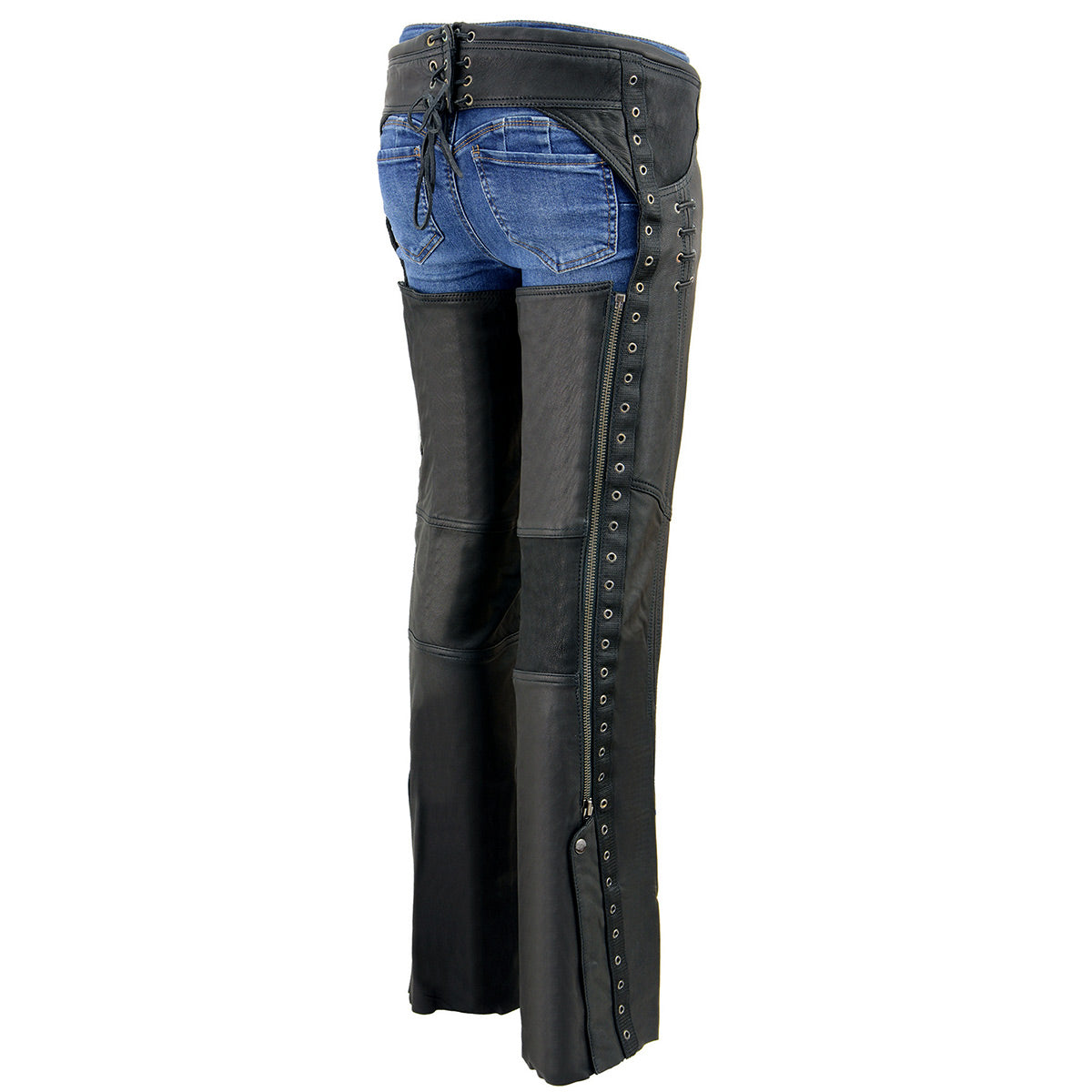 MLL6535 Leather Chaps for Women Black Lightweight Naked Goat Skin- Acc ...