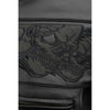 Milwaukee Leather men's black leather crossover scooter jacket with reflective skull designs, featuring a stylish and edgy look.