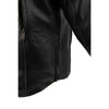 Milwaukee Leather men's black leather crossover scooter jacket with reflective skull designs and zippered front.