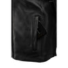 Milwaukee Leather men's black leather crossover scooter jacket with reflective skull designs, featuring a stylish and protective design.