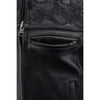 Milwaukee Leather men's black leather crossover scooter jacket with reflective skull details, stylish and protective motorcycle apparel.