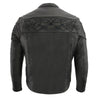 Milwaukee Leather men's black Cool-Tec leather crossover scooter jacket with reflective skull design, stylish and protective.
