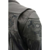 Milwaukee Leather men's black Cool-Tec leather crossover scooter jacket with reflective skulls and stylish design.