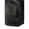 Milwaukee Leather men's black Cool-Tec leather crossover scooter jacket with reflective skull designs and zippered pockets.