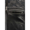 Milwaukee Leather men's black Cool-Tec leather crossover scooter jacket with reflective skull details.