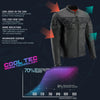 Milwaukee Leather men's black Cool-Tec leather crossover scooter jacket with reflective skull designs and stylish details.