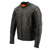 Milwaukee Leather men's black Cool-Tec vented leather scooter jacket with collar and zippered pockets, casual men's jacket.