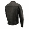 Milwaukee Leather men's black Cool-Tec vented leather scooter jacket with quilted shoulder details and front zipper closure.