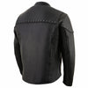 Milwaukee Leather men's black Skelly Racer motorcycle leather jacket with stylish design and premium quality.