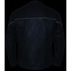 Men's black Milwaukee Leather Skelly Racer leather jacket with detailed stitching and zipper accents, designed for motorcycle riding.
