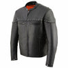 Milwaukee Leather Men’s black Skelly Racer moto leather jacket with stylish design and premium craftsmanship.