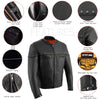 Milwaukee Leather men's black Skelly Racer motorcycle jacket with premium leather and stylish design, featuring racing-inspired details.