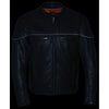 Milwaukee Leather men's black The Skelly Racer premium moto leather jacket with front zipper and classic biker style.