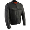 Milwaukee Leather men's black Skelly Racer motorcycle leather jacket with stylish design and premium craftsmanship.