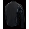 Milwaukee Leather men's Assault Racer black leather jacket with triple side straps, featuring a sleek, fitted design.