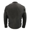 Milwaukee Leather men's Assault Racer black leather jacket with triple side straps, featuring a sleek, fitted design and stylish details.