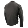 Milwaukee Leather men's Assault Racer black leather jacket with triple side straps, featuring a sleek design and classic motorcycle style.