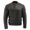 Milwaukee Leather men's Assault Racer black leather jacket with triple side straps, stylish men's jacket with bold design.