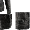 Milwaukee Leather men's Assault Racer black leather jacket with triple side straps, featuring detailed stitching and a stylish fit.