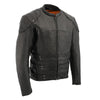 Milwaukee Leather men's Assault Racer black leather jacket with triple side straps, stylish men's jacket with a modern design.