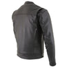 Milwaukee Leather Men's Cool-Tec black real leather motorcycle jacket with utility pockets, scooter style, and quilted details.