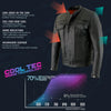 Milwaukee Leather men's black Cool-Tec motorcycle jacket with utility pockets, real leather, scooter style, and durable design.