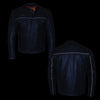 Milwaukee Leather men's black Cool-Tec motorcycle jacket with utility pockets, scooter style, real leather, night edit image