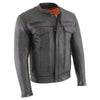 Milwaukee Leather men's black Cool-Tec motorcycle jacket with utility pockets, real leather, scooter style, men's jacket.
