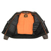 Milwaukee Leather men's distressed brown leather motorcycle jacket with classic design and zipper details, front pockets, and rugged style.