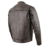 Milwaukee Leather men's distressed brown leather motorcycle jacket with rugged style and classic design.