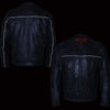 Milwaukee Leather men's distressed brown leather motorcycle jacket with front zipper and classic design, displayed on a hanger.