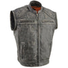 Milwaukee Leather men's distressed brown 2-in-1 leather jacket with zip-off sleeves, stylish and versatile men's jacket.