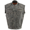 Milwaukee Leather men's distressed brown 2-in-1 leather jacket with zip-off sleeves, stylish and versatile men's jacket.