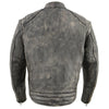 Milwaukee Leather men's distressed brown 2-in-1 leather jacket with zip-off sleeves, casual men's jacket, front view.