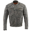 Milwaukee Leather men's distressed brown 2-in-1 leather jacket with zip-off sleeves, stylish and versatile men's jacket.