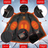 Milwaukee Leather men's black heated motorcycle jacket with vented cowhide leather interior, suitable for all seasons, shown inside.