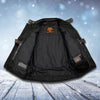 Milwaukee Leather men's black heated motorcycle jacket with venting, cowhide leather, and interior heating elements for all seasons.