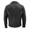 Milwaukee Leather men's black motorcycle leather jacket with triple stitched design, beltless style, and classic rugged look.